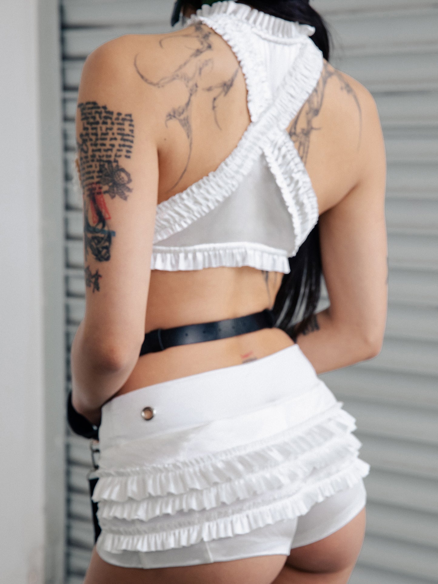 Mock Romance Ruffle Brief White