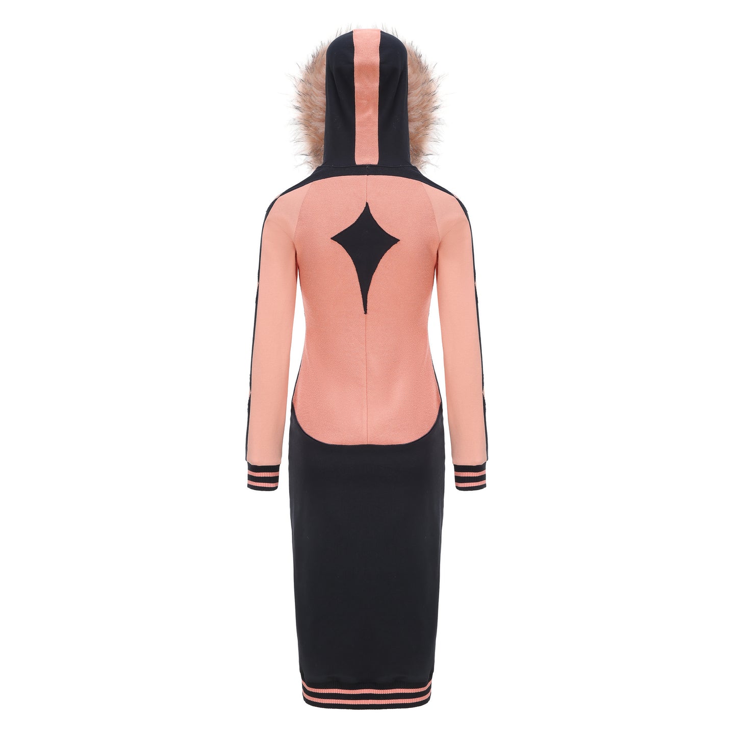 STARDUST HOODIE DRESS PEACH/NAVY