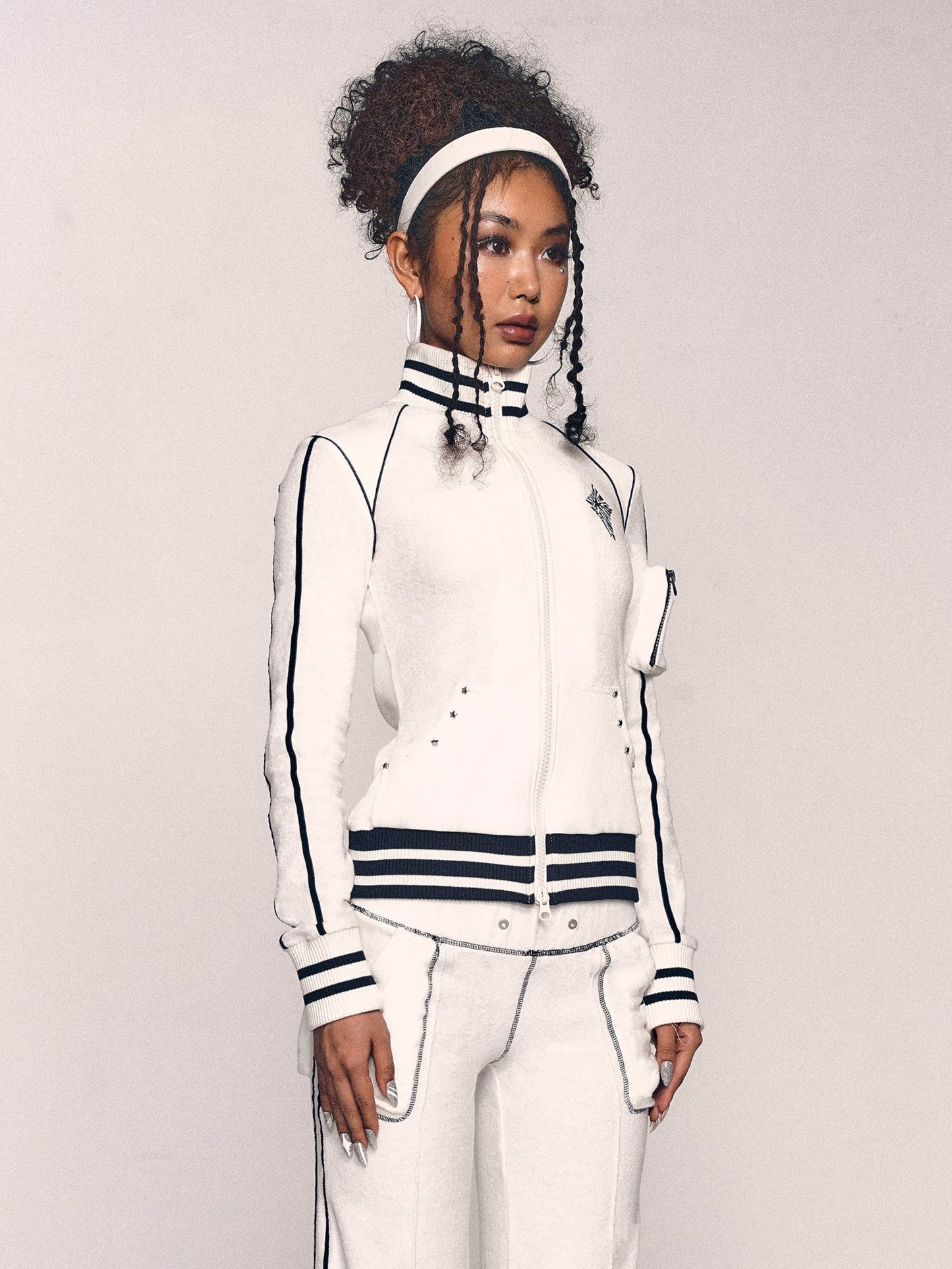 MLGL STARDUST TRACT TOP WHITE/NAVY