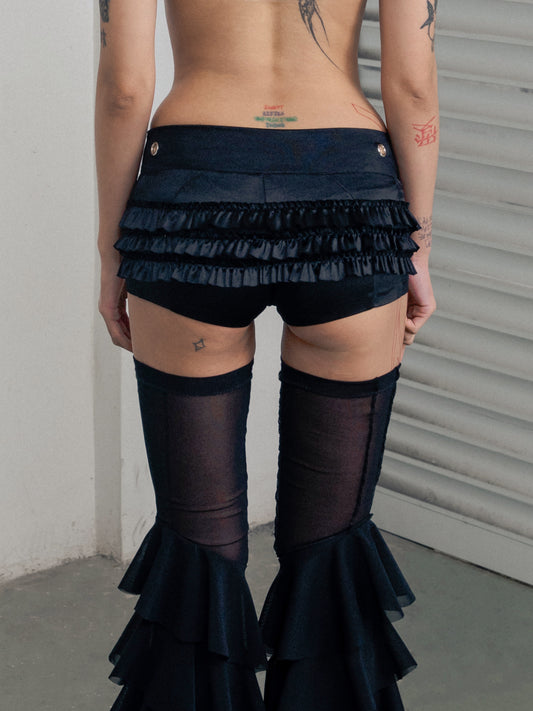 Mock Romance Ruffle Brief Black