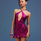 SENSHI CROSS HALTER DRESS FUCHSIA