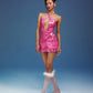 SENSHI CROSS HALTER DRESS PINK