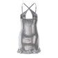 SENSHI CROSS HALTER DRESS SILVER