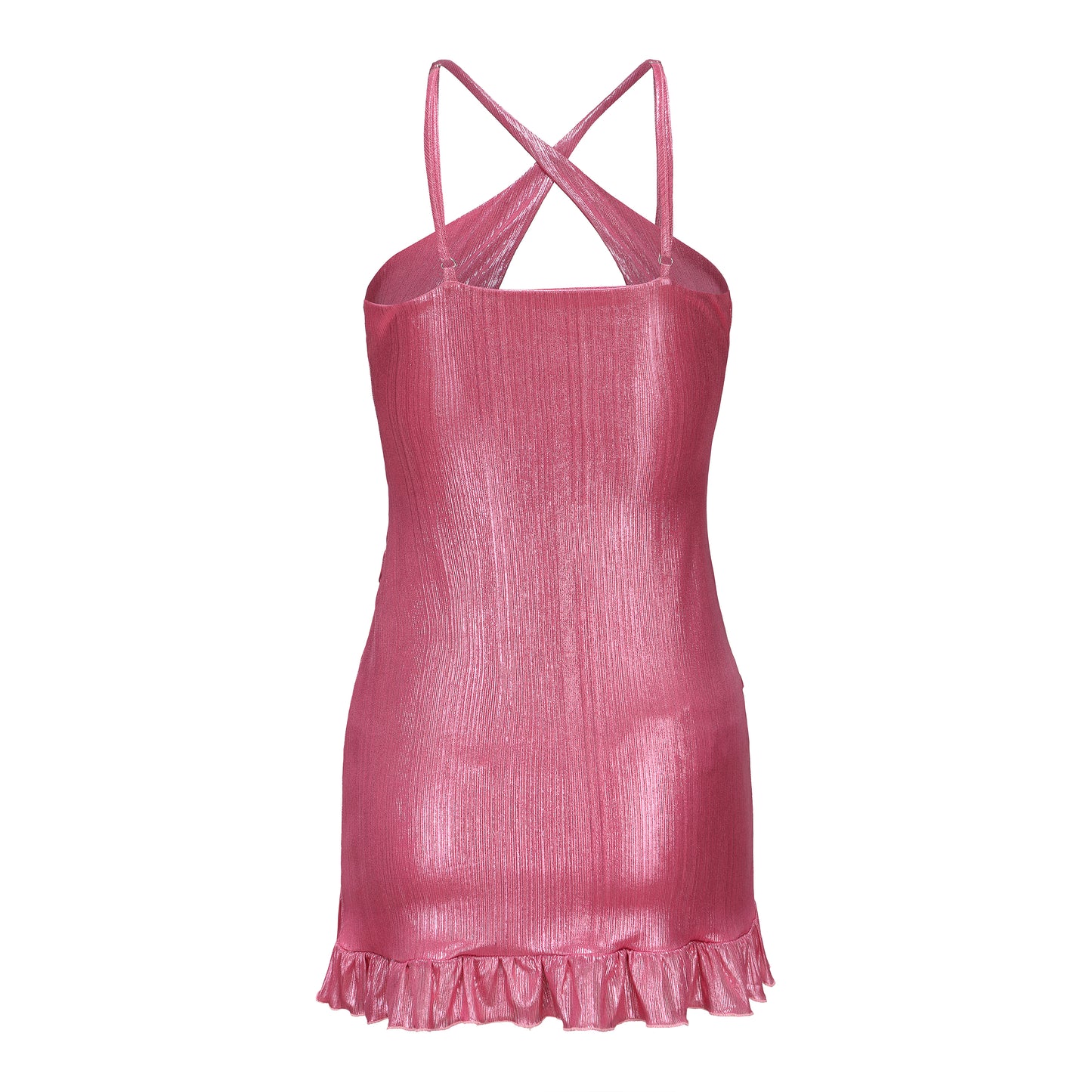 SENSHI CROSS HALTER DRESS PINK