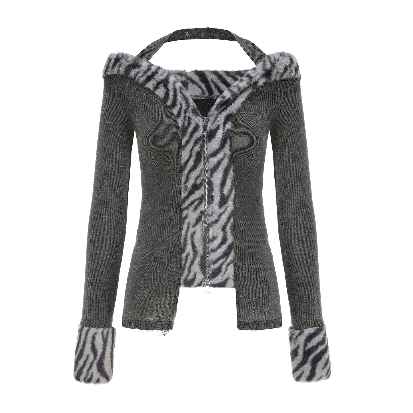 MLGL FURRY GAL ZIP CARDIGAN