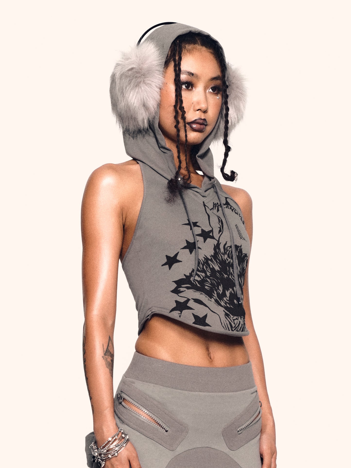 MLGL PRAYER GIRL HOODIE TANK GREY